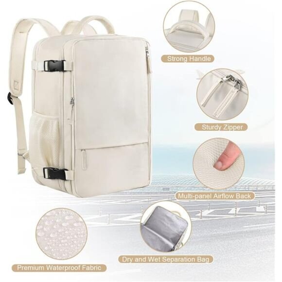 Travel Backpack for Women, Expandable 40L Carry on Flight Approved Backpack main image 7